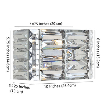 Evelyn Crystal Rectangle Iron/Crystal Glam Modern LED Vanity Light - JONATHAN Y